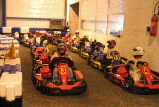 The karts in the indoor track 